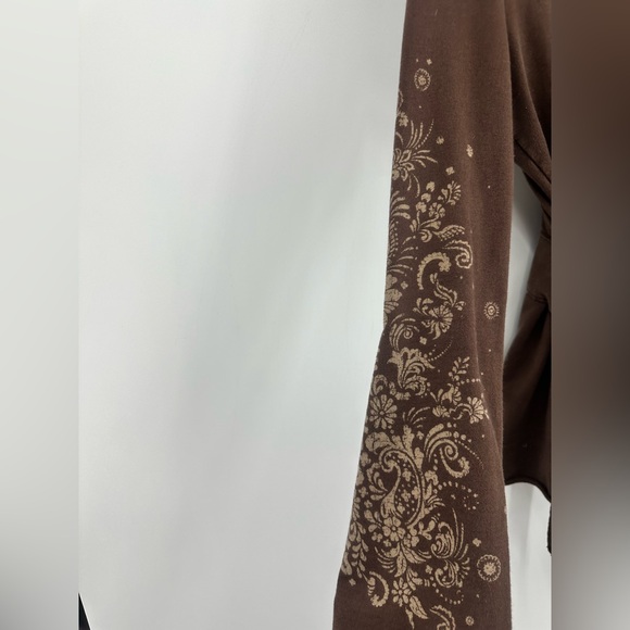 VTG Y2K Lucky Brand Long Cardigan Sweater Tie Hood Peace Sign Medium | AP581 - Picture 3 of 8